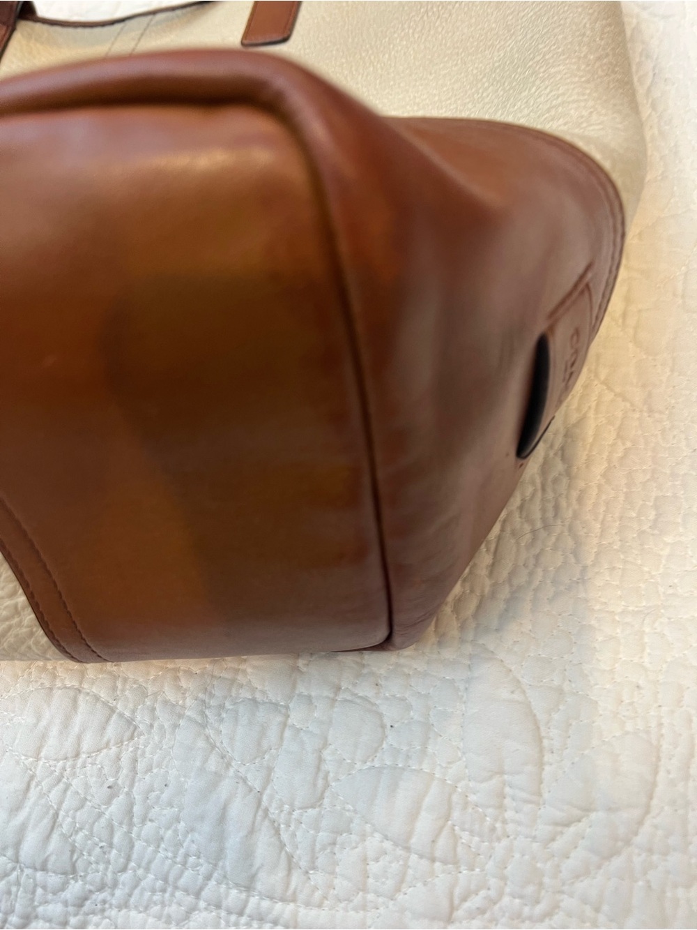 Coach Cream and Brown Leather Two-Tone Tote - Picture 6 of 15